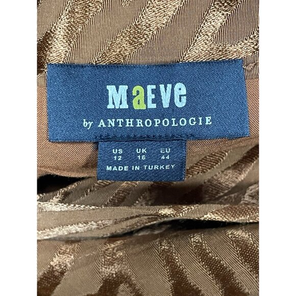 Maeve by Anthropologie Tamra Jacquard Bronze Animal Print Midi Skirt Size 12 - Picture 5 of 5